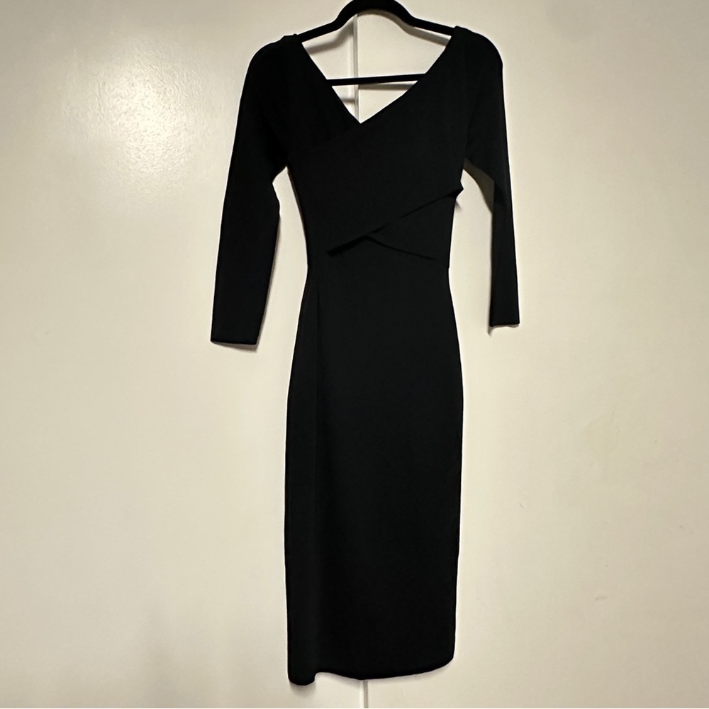 Theory Daverin Lustrate Black Sheath Midi Dress Size Small - Picture 8 of 8